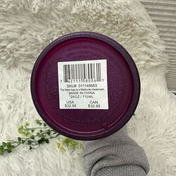 Starbucks Spring 2024 Metalic Magenta 24oz. Cold Tumbler Cup with straw NEW - Picture 4 of 5